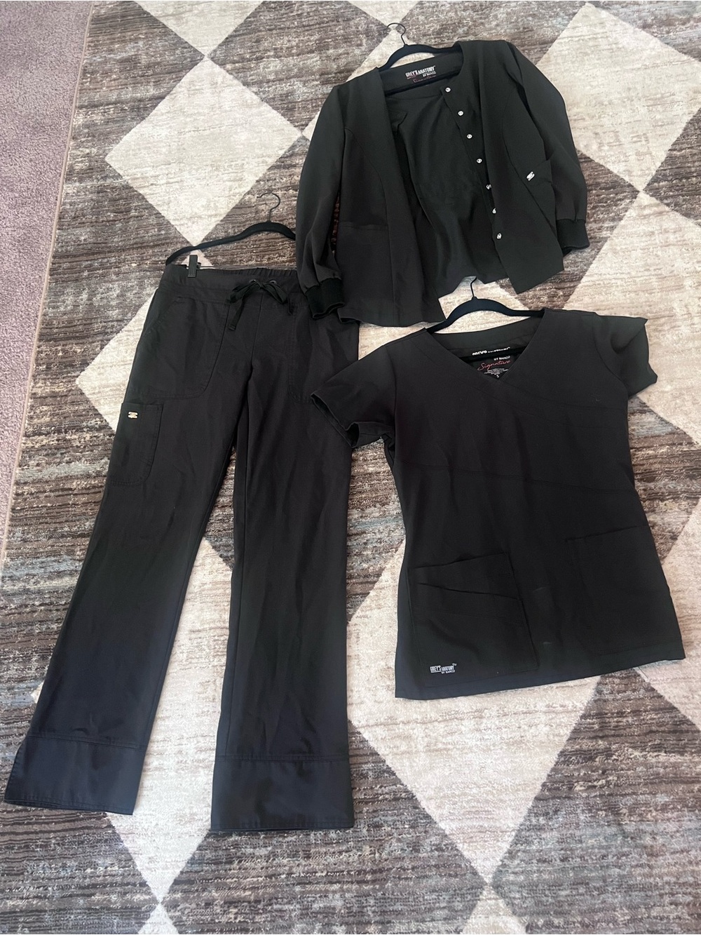 Barco Uniforms Black Women's Scrub Set - Jacket, Top & Straight-Leg Pants